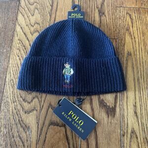 Polo Ralph Lauren Beanie Hat Embroidered Collegiate Varsity Bear NWT New PC1299